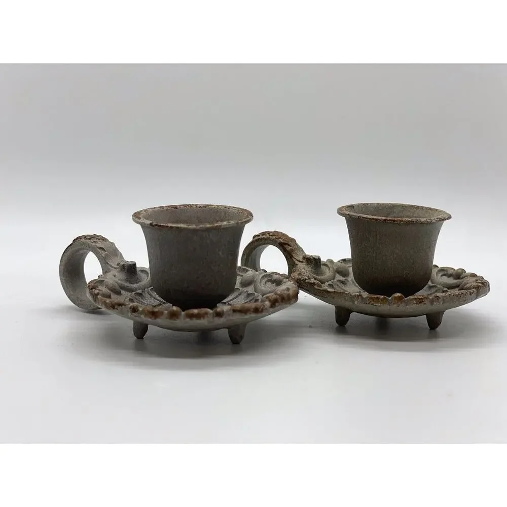 Vintage Candlestick Holders-Set Of 2 Approx 3.5”x 2.5”x 1”